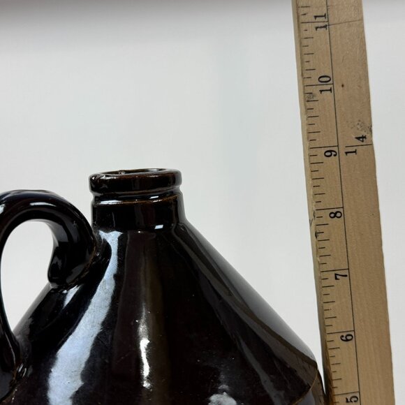 Vintage Stoneware Whiskey Jug 9" Brown Tan Rustic Farmhouse Decor Moonshine Croc - Picture 6 of 7